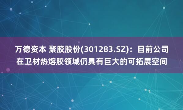 万德资本 聚胶股份(301283.SZ)：目前公司在卫材热熔胶领域仍具有巨大的可拓展空间