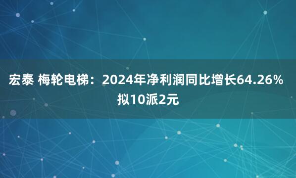 宏泰 梅轮电梯：2024年净利润同比增长64.26% 拟10派2元